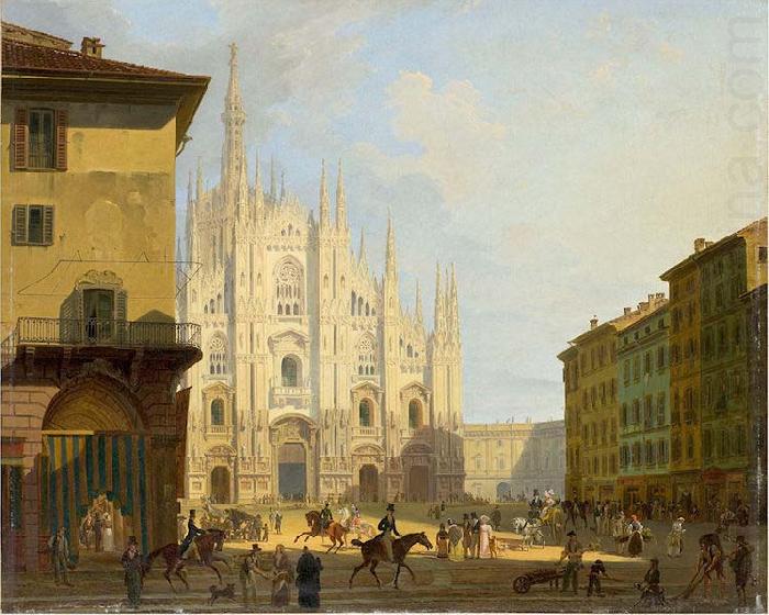 Veduta di piazza del Duomo in Milano, Giovanni Migliara